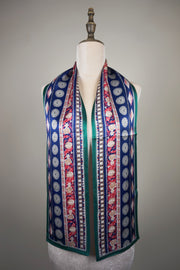 WSS-5846 Green Double Layer Vintage Style Silk Scarf ( narrow size )