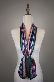 WSS-5846 Green Double Layer Vintage Style Silk Scarf ( narrow size )