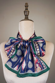 WSS-5846 Green Double Layer Vintage Style Silk Scarf ( narrow size )