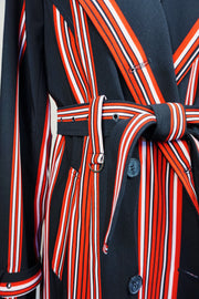 WTC-17018 Black & Red French Style Trench Coat