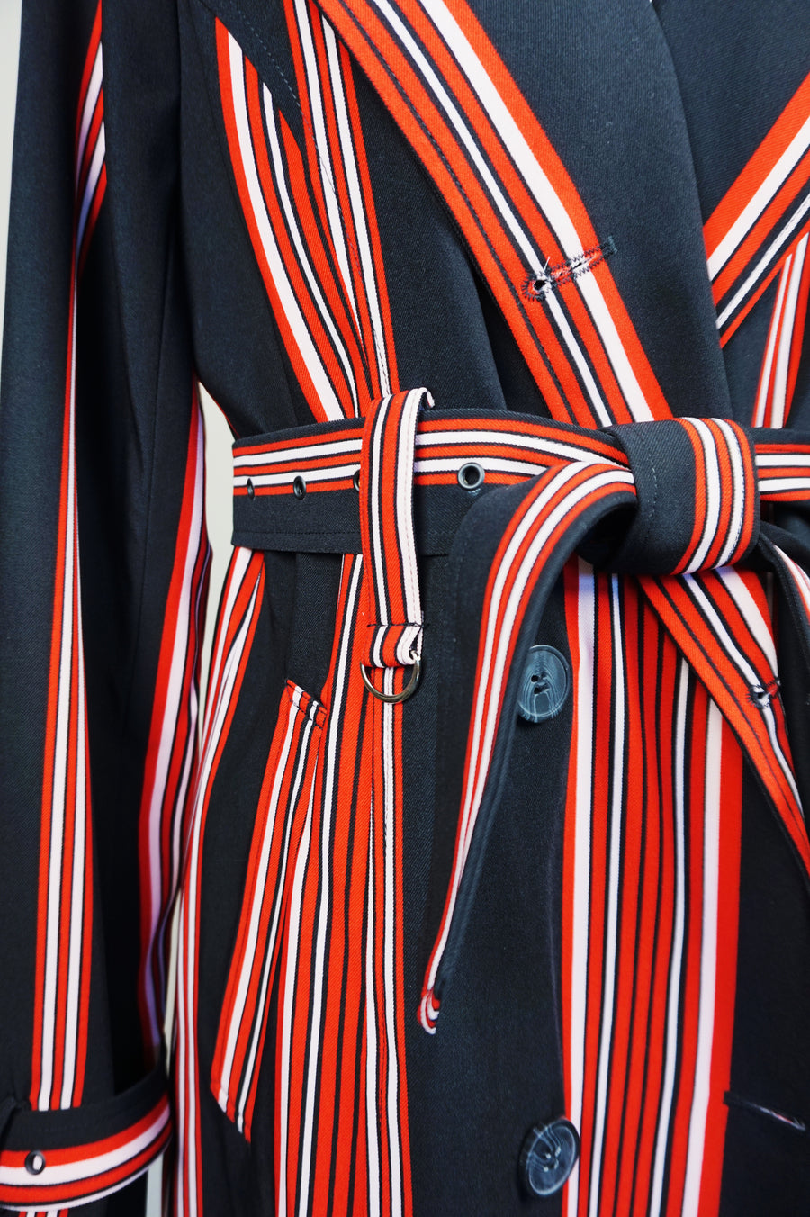 WTC-17018 Black & Red French Style Trench Coat