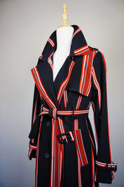 WTC-17018 Black & Red French Style Trench Coat
