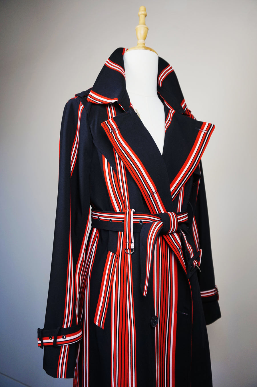 WTC-17018 Black & Red French Style Trench Coat