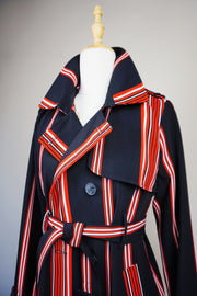 WTC-17018 Black & Red French Style Trench Coat