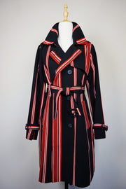 WTC-17018 Black & Red French Style Trench Coat