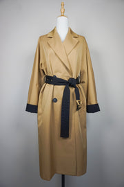WTC-3001 Camel Silk Cotton Chic Style Trench Coat