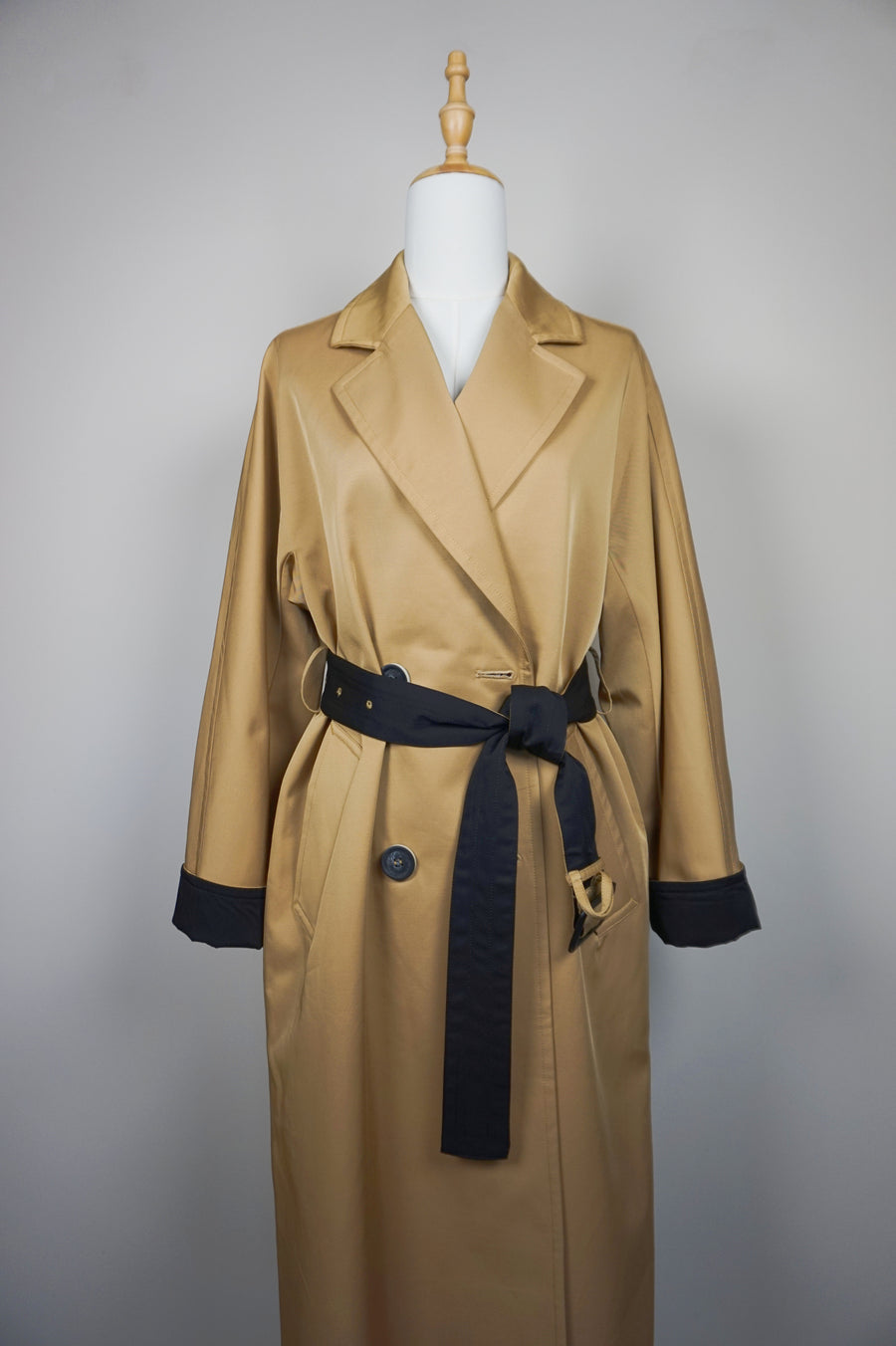 WTC-3001 Camel Silk Cotton Chic Style Trench Coat