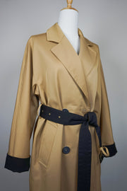 WTC-3001 Camel Silk Cotton Chic Style Trench Coat