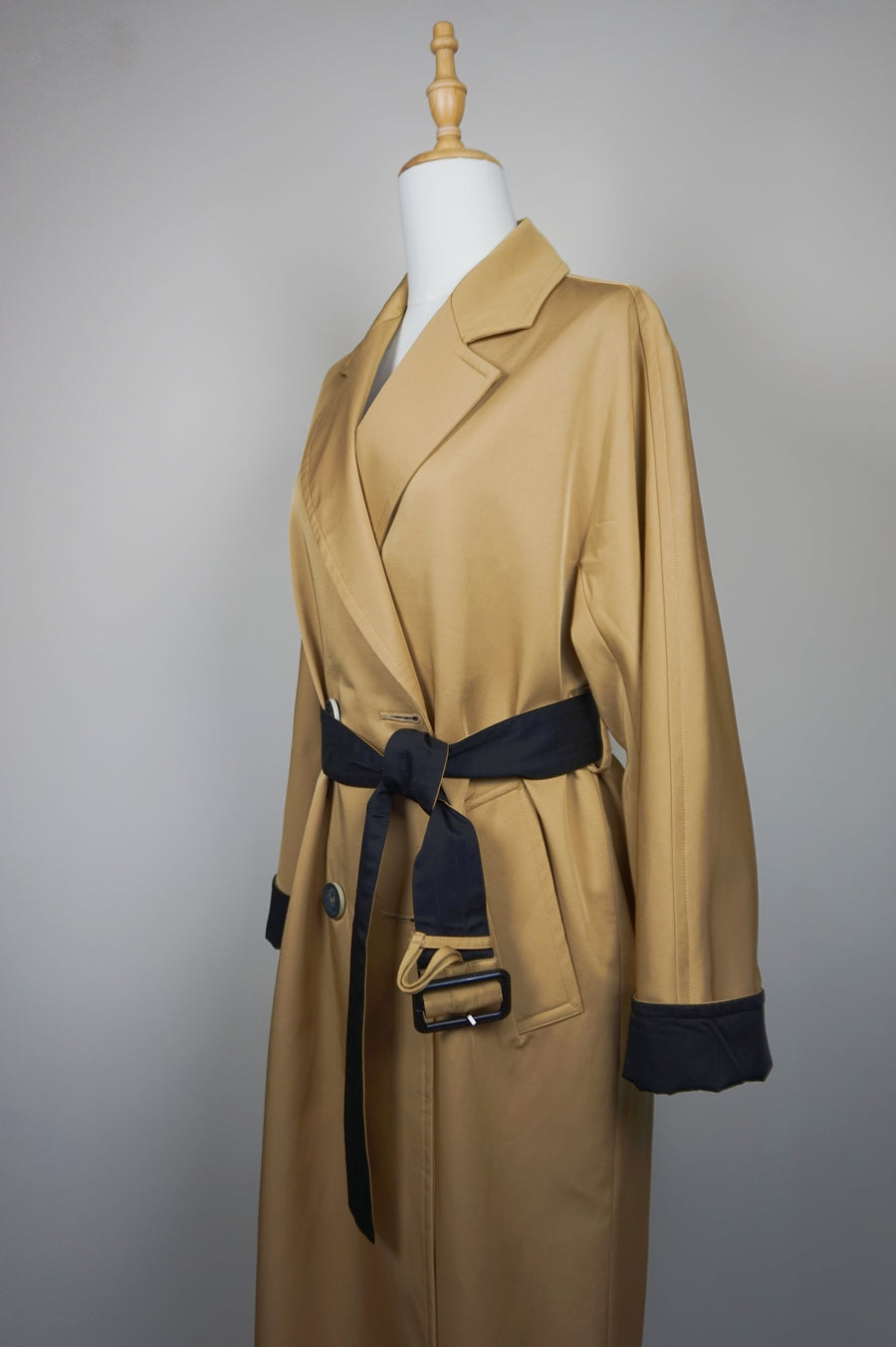 WTC-3001 Camel Silk Cotton Chic Style Trench Coat