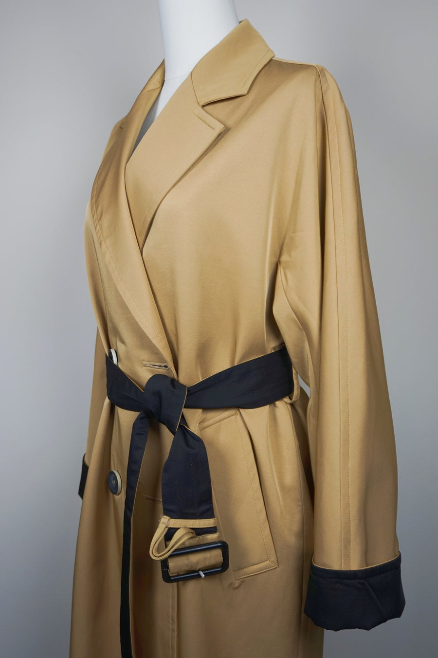 WTC-3001 Camel Silk Cotton Chic Style Trench Coat