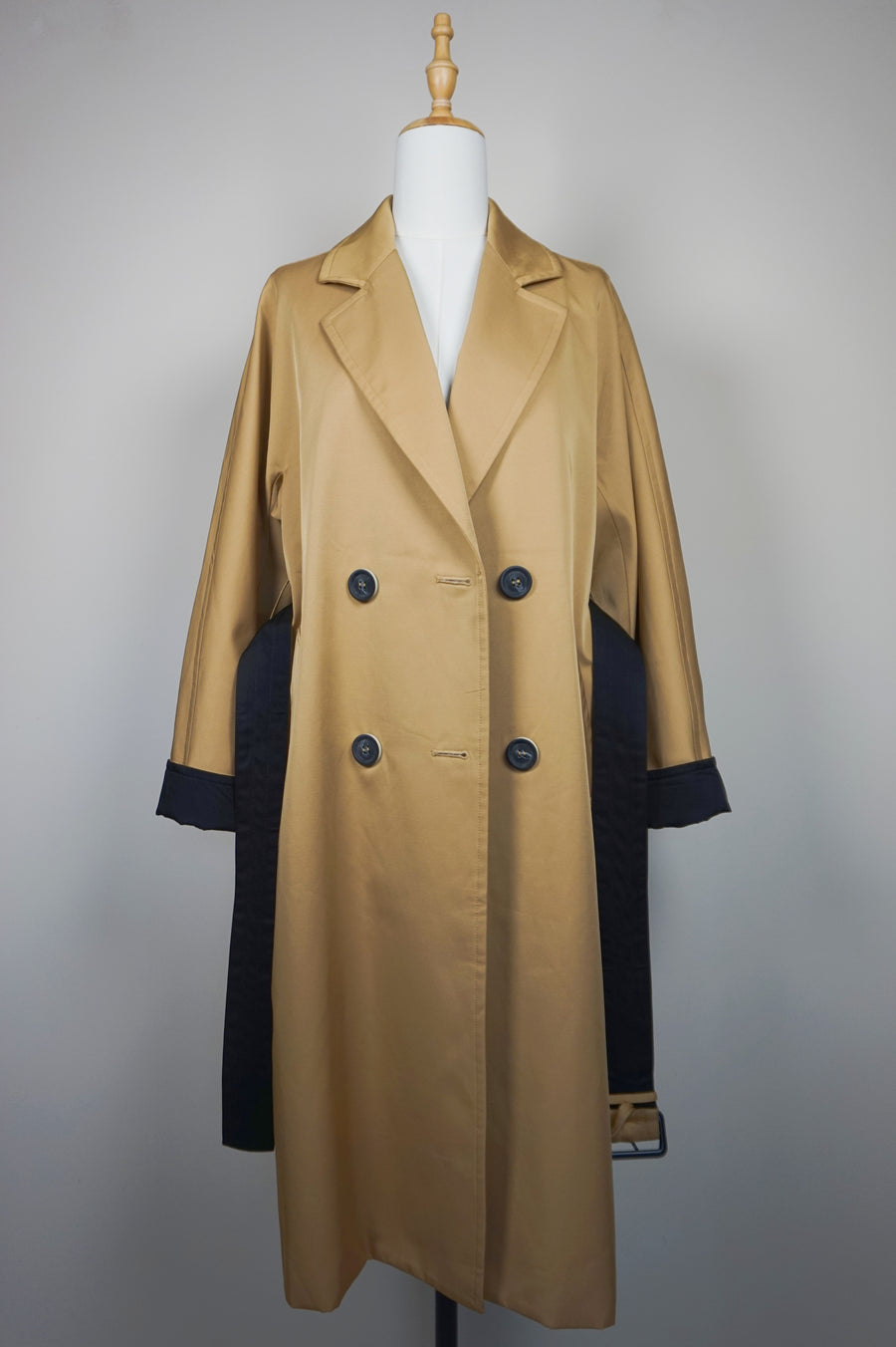 WTC-3001 Camel Silk Cotton Chic Style Trench Coat