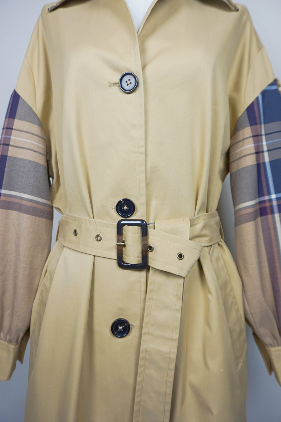 WTC-0411 Camel Check British Style Trench Coat