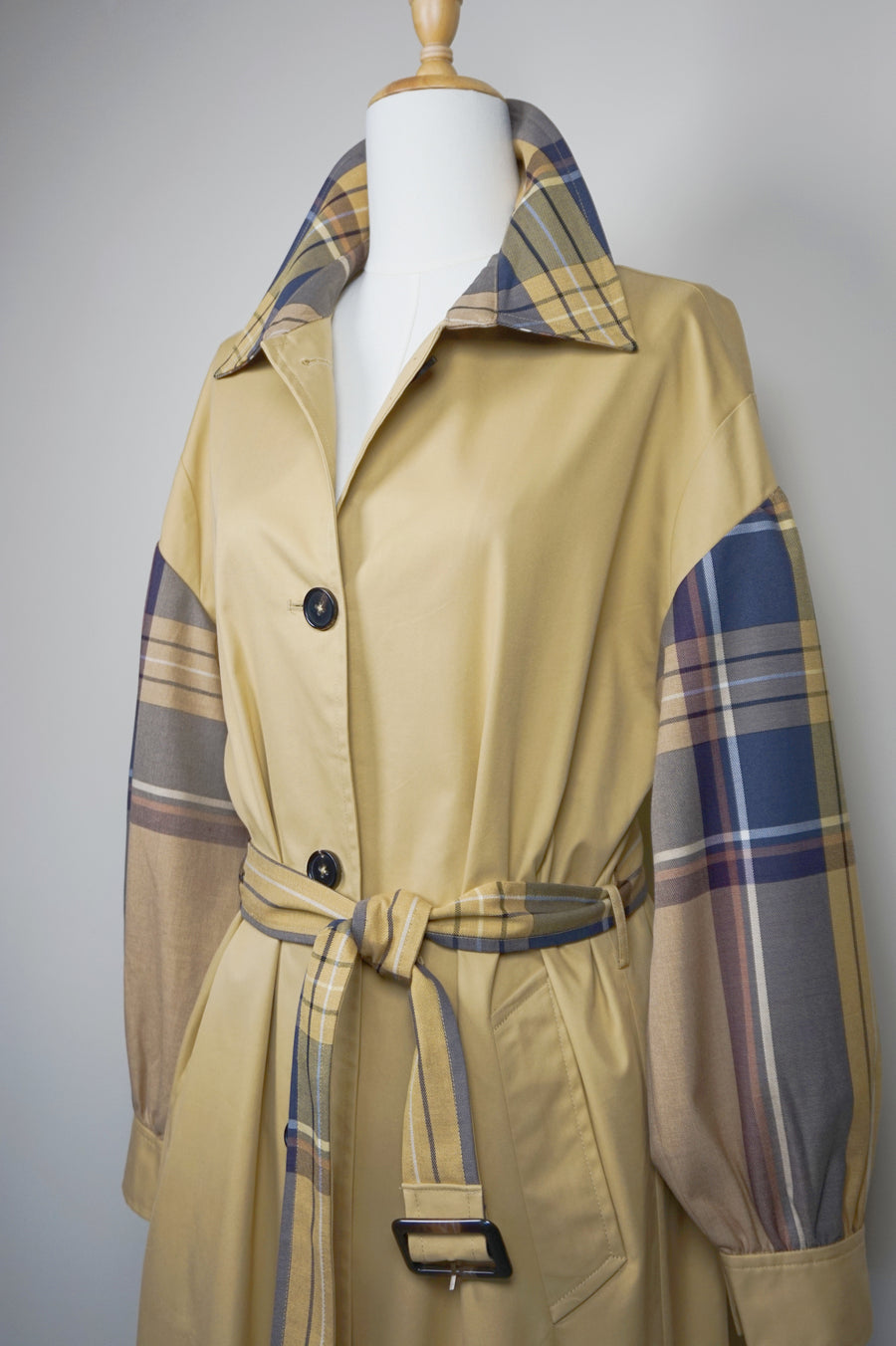 WTC-0411 Camel Check British Style Trench Coat