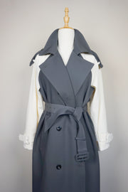WTC-70540 Cream & Grey Chic Style Trench Coat
