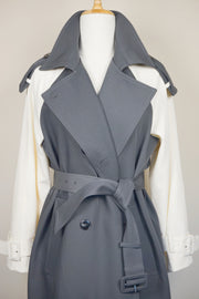 WTC-70540 Cream & Grey Chic Style Trench Coat