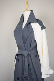 WTC-70540 Cream & Grey Chic Style Trench Coat
