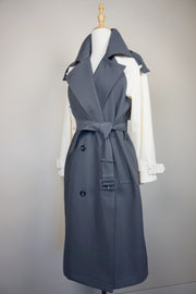 WTC-70540 Cream & Grey Chic Style Trench Coat