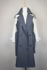WTC-70540 Cream & Grey Chic Style Trench Coat