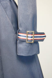 WTC-0766 Navy Blue French Style Cape Trench Coat