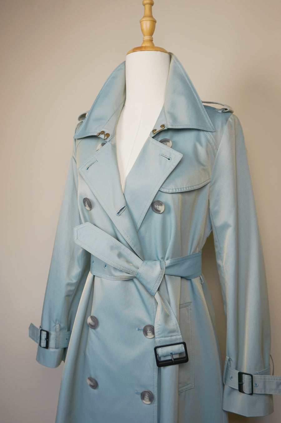 WTC-40105 Pale Blue Chameleon Trench Coat ( water-resistant )