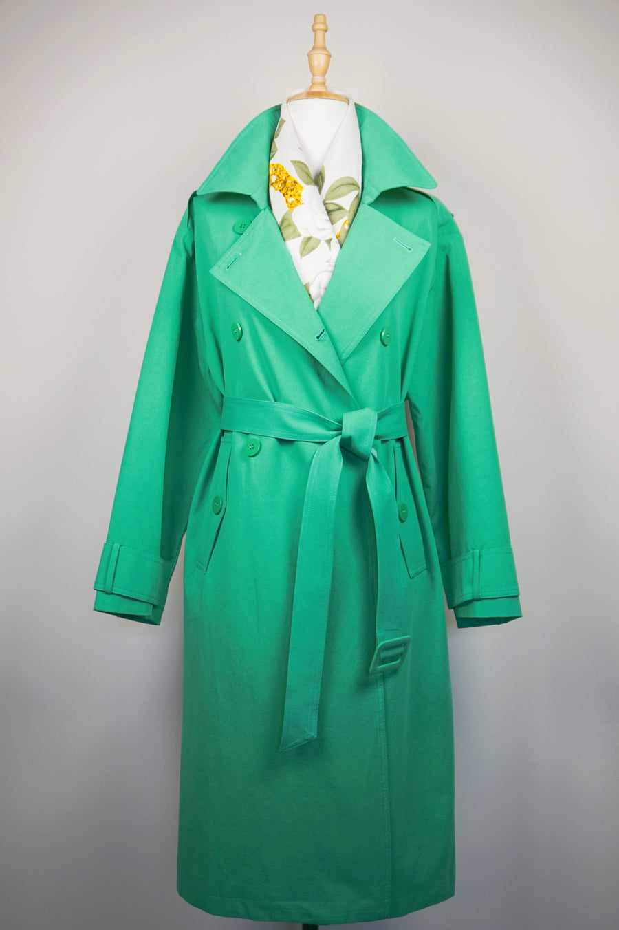 WTC-0211 Spring Green Elegant Style Trench Coat ( Scarf is not included. )