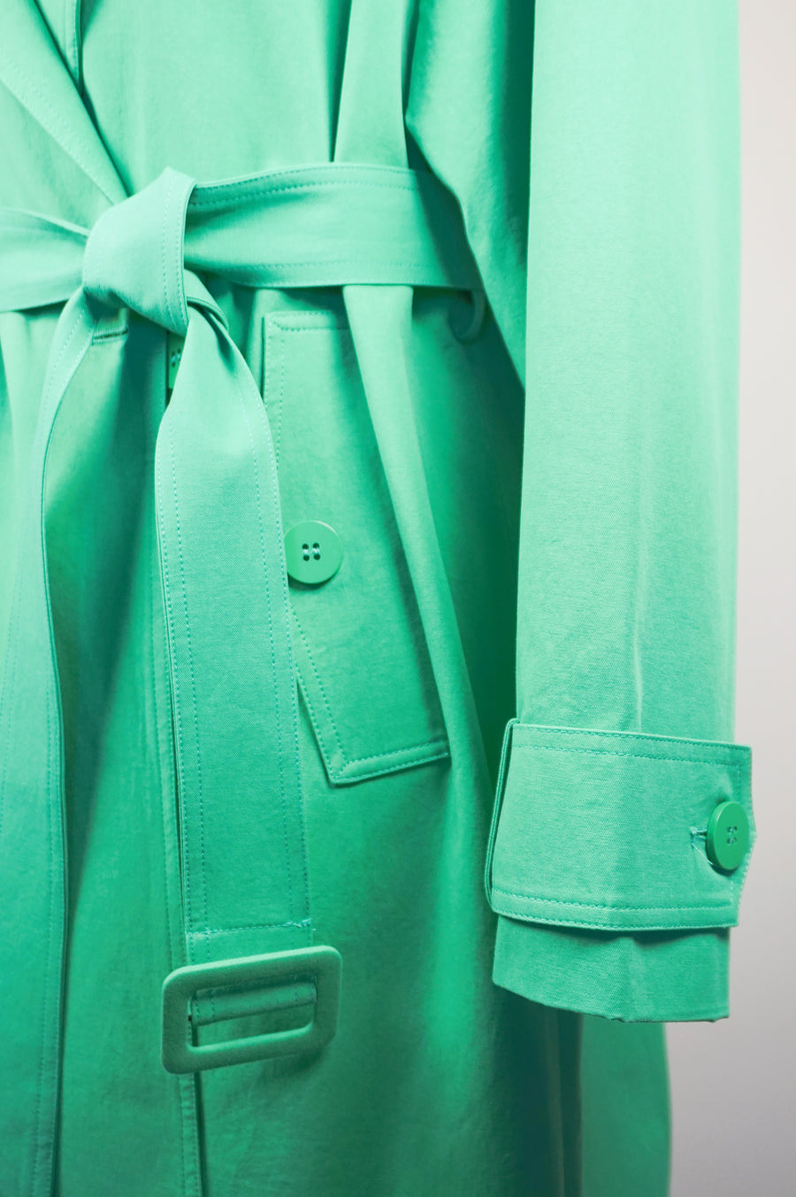 WTC-0211 Spring Green Elegant Style Trench Coat ( Scarf is not included. )