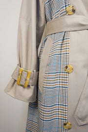 WTC-2103 Grey Check British Style Trench Coat