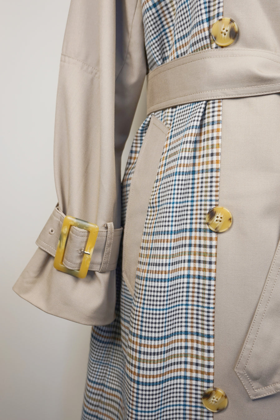 WTC-2103 Grey Check British Style Trench Coat