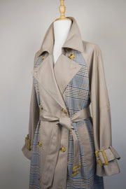 WTC-2103 Grey Check British Style Trench Coat
