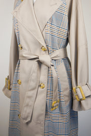 WTC-2103 Grey Check British Style Trench Coat