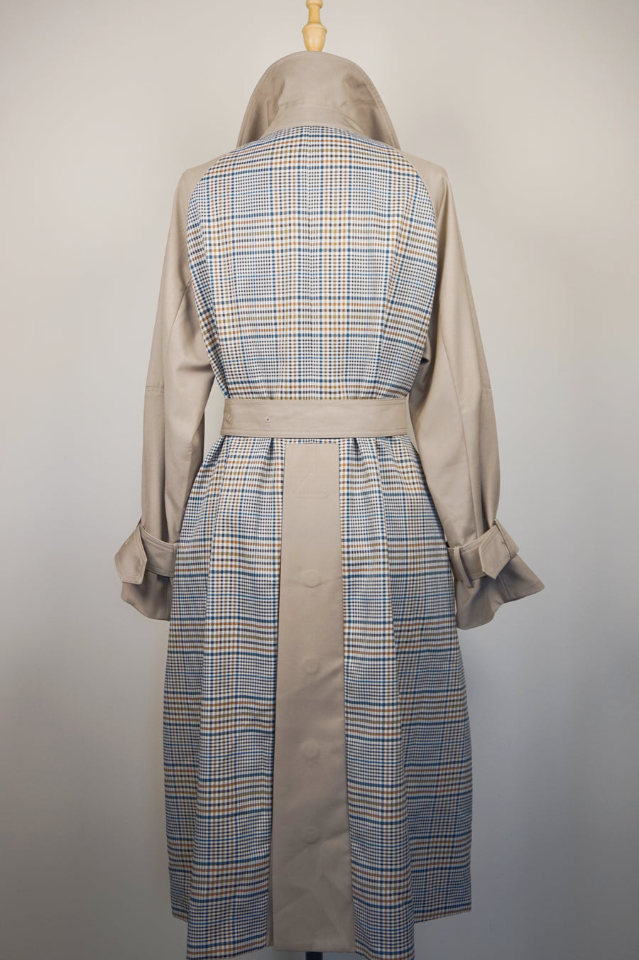 WTC-2103 Grey Check British Style Trench Coat
