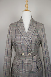 WTC-0902 Beige Check Chic Style Trench Coat