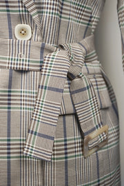WTC-0902 Beige Check Chic Style Trench Coat