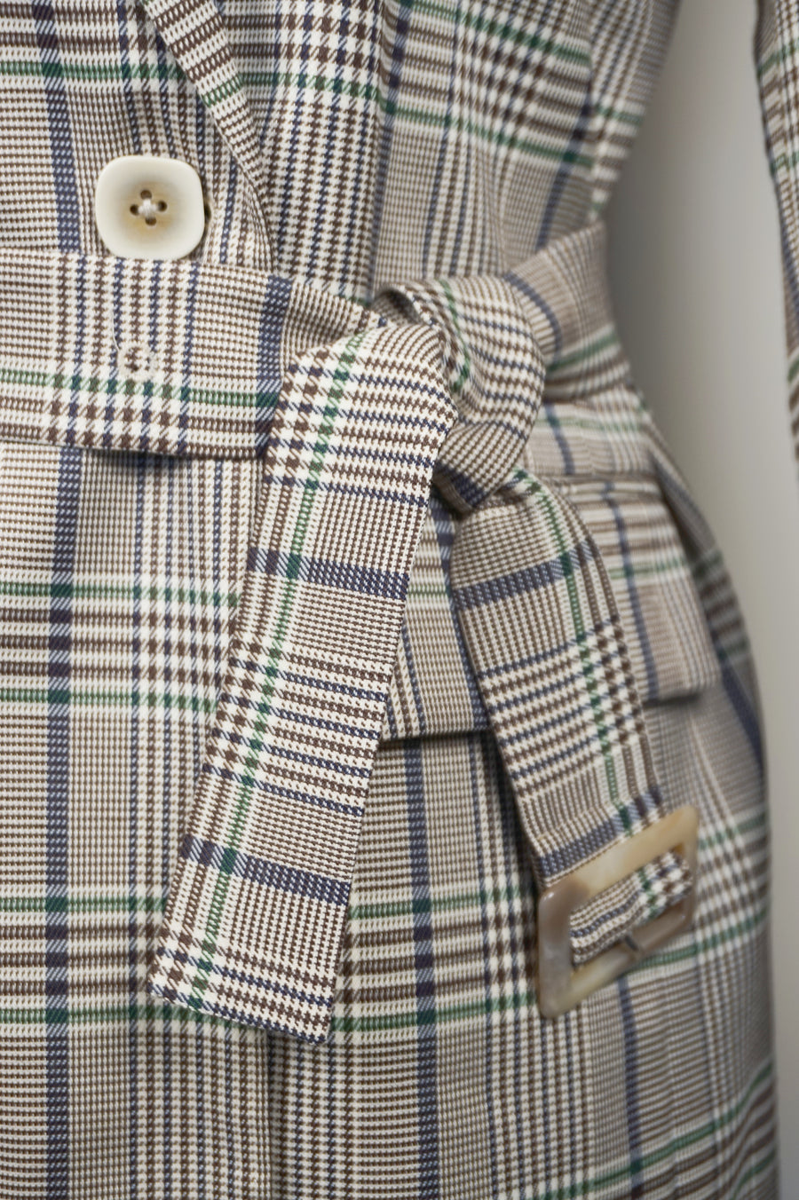 WTC-0902 Beige Check Chic Style Trench Coat