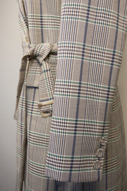 WTC-0902 Beige Check Chic Style Trench Coat