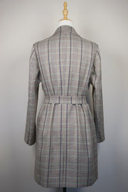 WTC-0902 Beige Check Chic Style Trench Coat