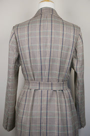 WTC-0902 Beige Check Chic Style Trench Coat