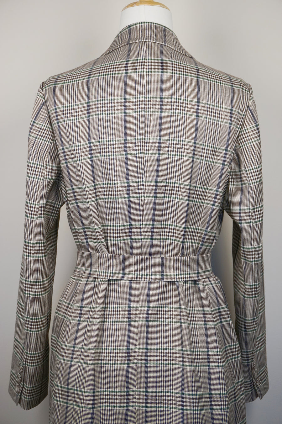 WTC-0902 Beige Check Chic Style Trench Coat