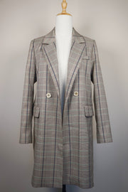 WTC-0902 Beige Check Chic Style Trench Coat