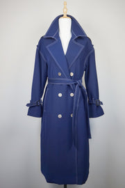 WTC-28004 Navy Blue Elegant Style Trench Coat