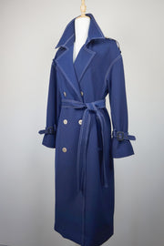 WTC-28004 Navy Blue Elegant Style Trench Coat