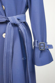 WTC-28004 Navy Blue Elegant Style Trench Coat