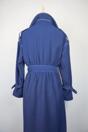 WTC-28004 Navy Blue Elegant Style Trench Coat