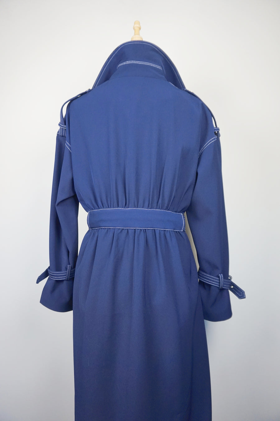 WTC-28004 Navy Blue Elegant Style Trench Coat