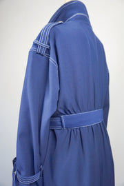 WTC-28004 Navy Blue Elegant Style Trench Coat