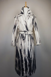 WTC-2121 Black & White Artistic Style Long Trench Coat （ Queen's Favorite )