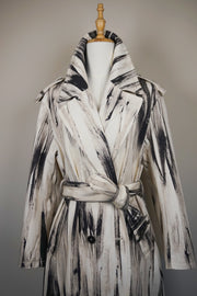 WTC-2121 Black & White Artistic Style Long Trench Coat （ Queen's Favorite )