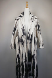 WTC-2121 Black & White Artistic Style Long Trench Coat （ Queen's Favorite )