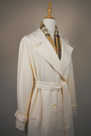 WTC-6688 Cream Elegant Style Trench Coat ( Scarf is not included. )