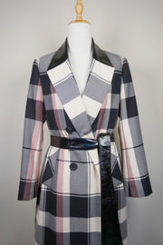 WTC-0012 Cream Check Luxury Style Wool Trench Coat ( Queen's Favorite )